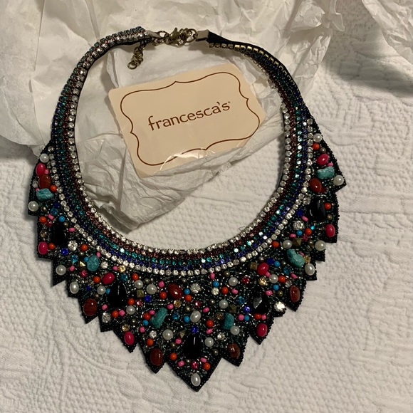 Colorful statement bib necklace (NWOT) - Picture 4 of 8
